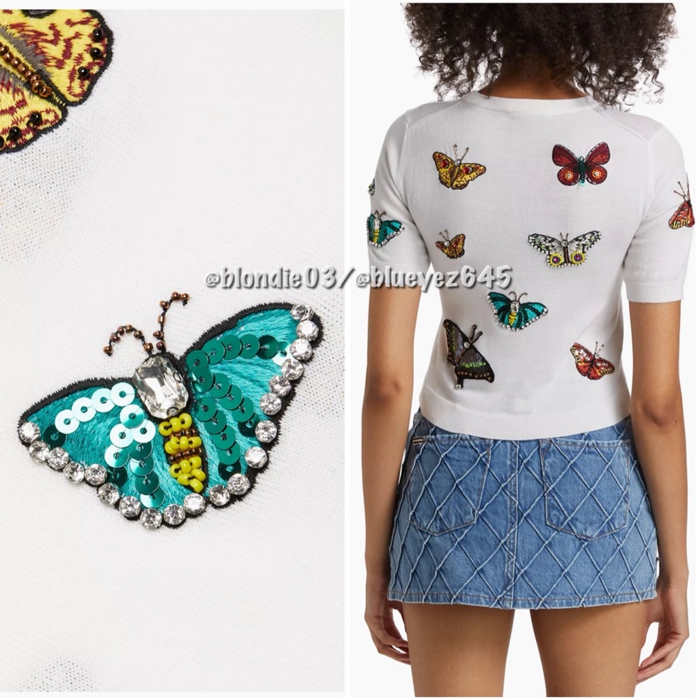Alice + Olivia Ciara Wool Butterfly Sweater S - Picture 3 of 6